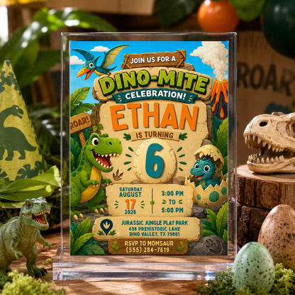 Dino-mite birthday invite, Dinosaur birthday party, Retro Checkered T-Rex Boys Birthday, T-Rex Invitation, editable Dinosaur Birthday Invite __etsy:7999015080