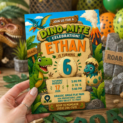 Dino-mite birthday invite, Dinosaur birthday party, Retro Checkered T-Rex Boys Birthday, T-Rex Invitation, editable Dinosaur Birthday Invite __etsy:8046949627