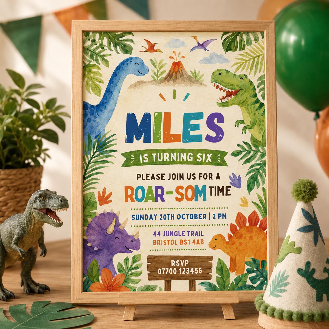 Dinosaur 6th Birthday Invite Boy, Dino Four Birthday Invitation, TRex Birthday Party Invitation, Dino Party Invite Printable, Canva template __etsy:8011106300