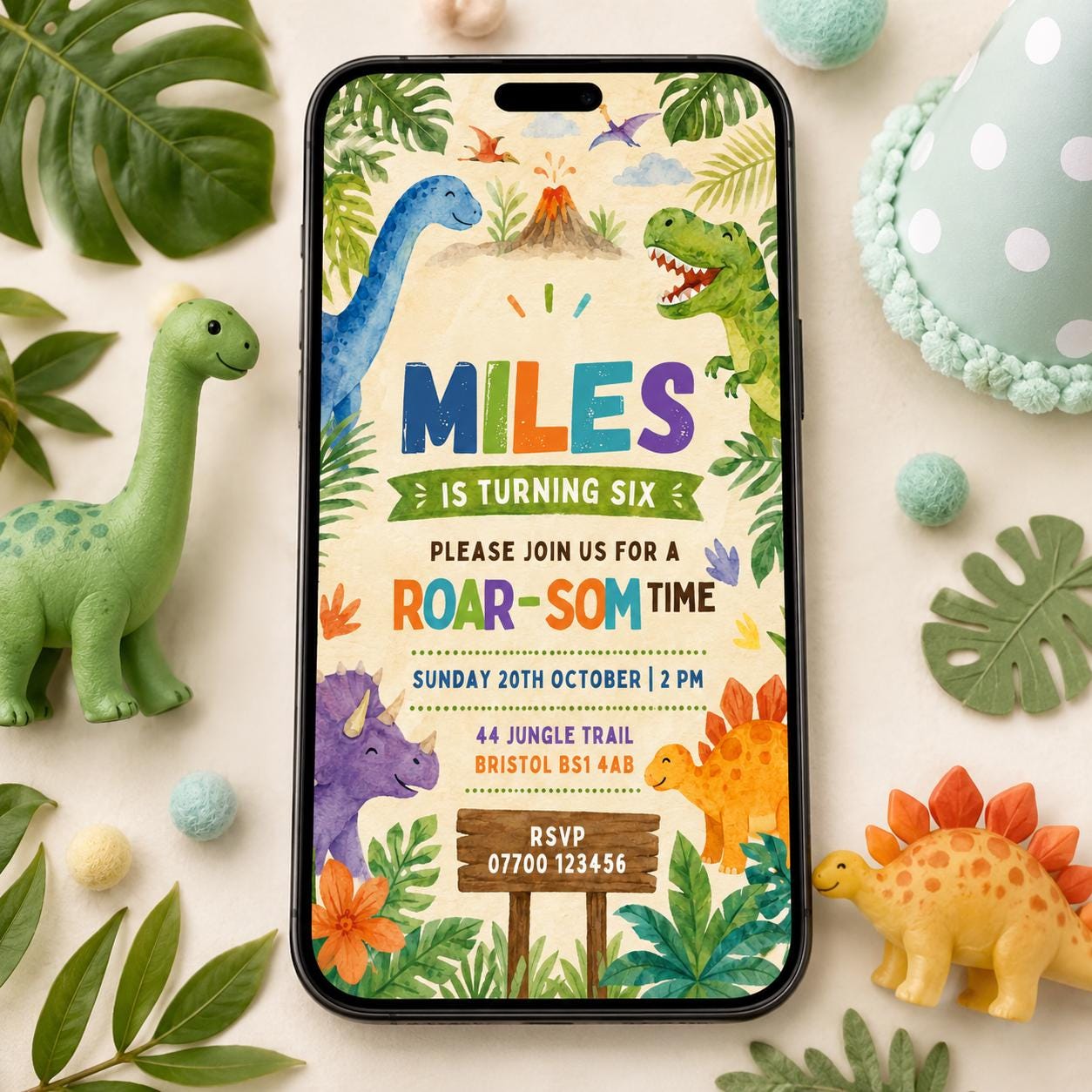 Dinosaur 6th Birthday Invite Boy, Dino Four Birthday Invitation, TRex Birthday Party Invitation, Dino Party Invite Printable, Canva template __etsy:8059019773