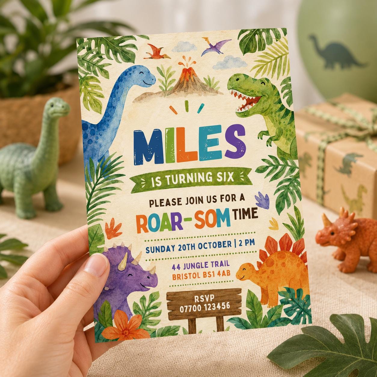 Dinosaur 6th Birthday Invite Boy, Dino Four Birthday Invitation, TRex Birthday Party Invitation, Dino Party Invite Printable, Canva template __etsy:8011106524