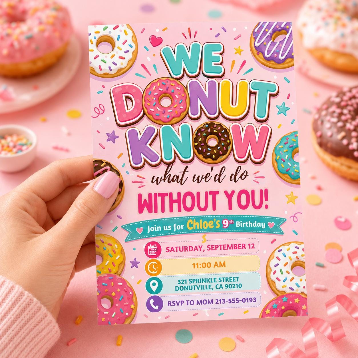 Donut Birthday invitation digital, Donut party, Donut Birthday Invitation, Sweet Celebration Party Invite, You Donut Want To Miss Template __etsy:8008583270