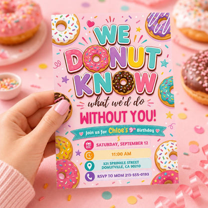 Donut Birthday invitation digital, Donut party, Donut Birthday Invitation, Sweet Celebration Party Invite, You Donut Want To Miss Template __etsy:8008583270