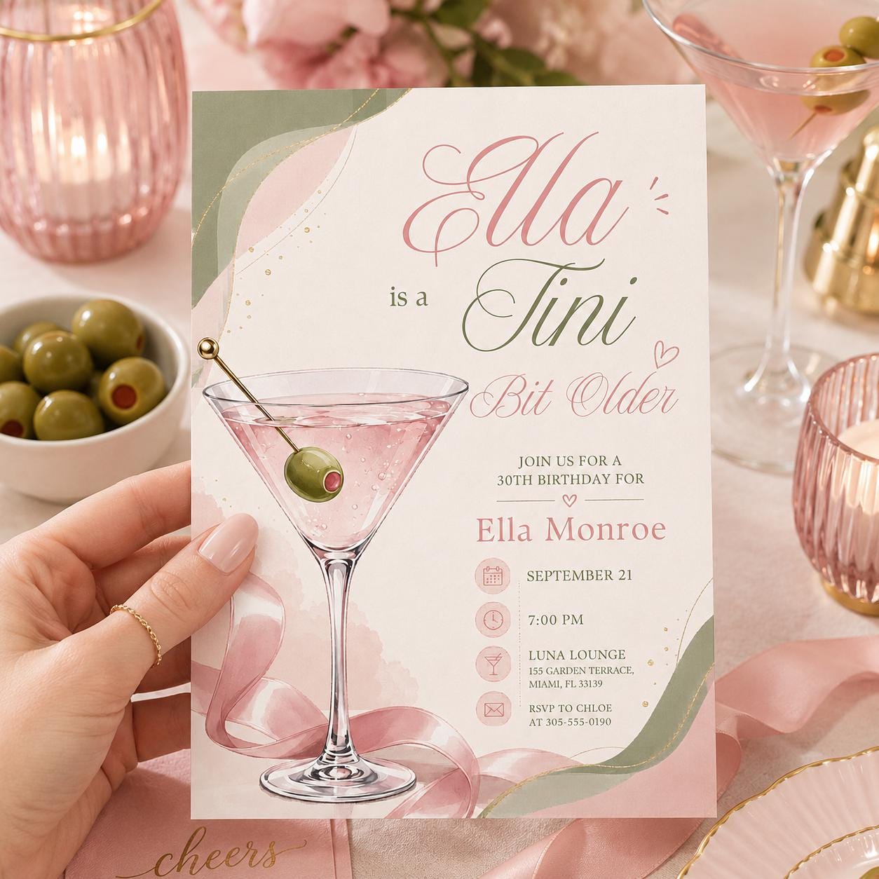 Editable A Tini Bit Older Birthday Invitation, Dirty Martini Birthday Invite, Martini 21st Birthday, A Tini Bit Older Birthday , Canva __etsy:8060070435