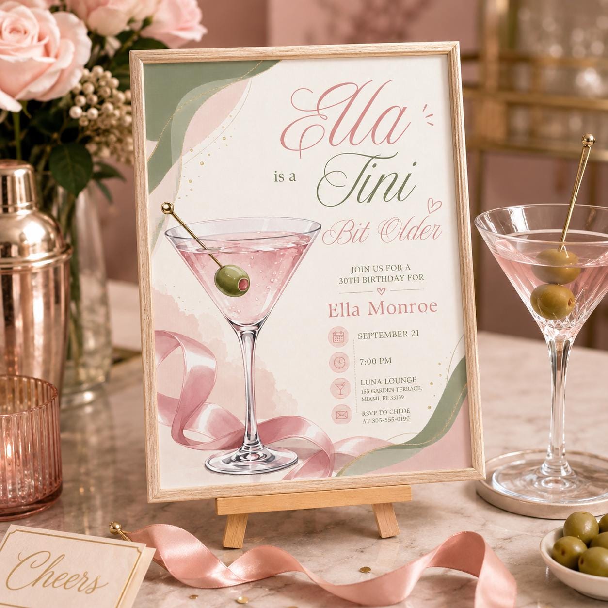 Editable A Tini Bit Older Birthday Invitation, Dirty Martini Birthday Invite, Martini 21st Birthday, A Tini Bit Older Birthday , Canva __etsy:8012159584