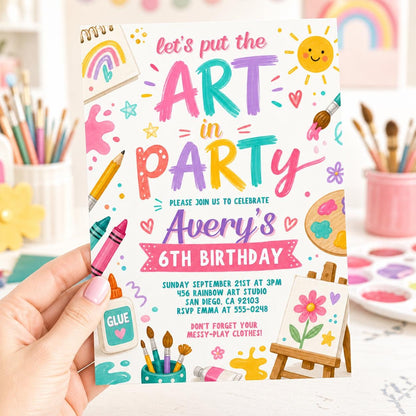 Editable Art Birthday Party Invitation, Art in Party Birthday Party Invite, Art Painting Artist Birthday Mobile Invitation, Canva Template __etsy:8033854549