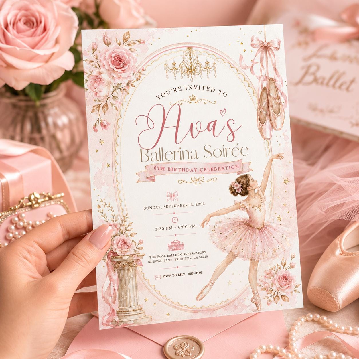 Editable Ballerina Birthday Invitation, Pink Ballet Party Invite, Canva Template, Printable Girls Birthday Party Invite, Tutu Digital Design __etsy:8169881129