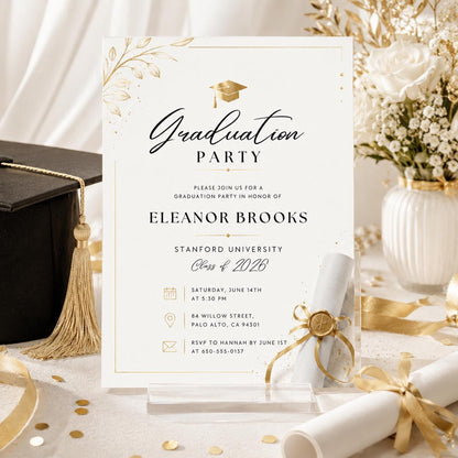 Editable Black Bow Graduation Party Invitation, Graduation Announcement Template, Minimalist Graduation Invitation, Grad Party Invite, Canva __etsy:8058480025