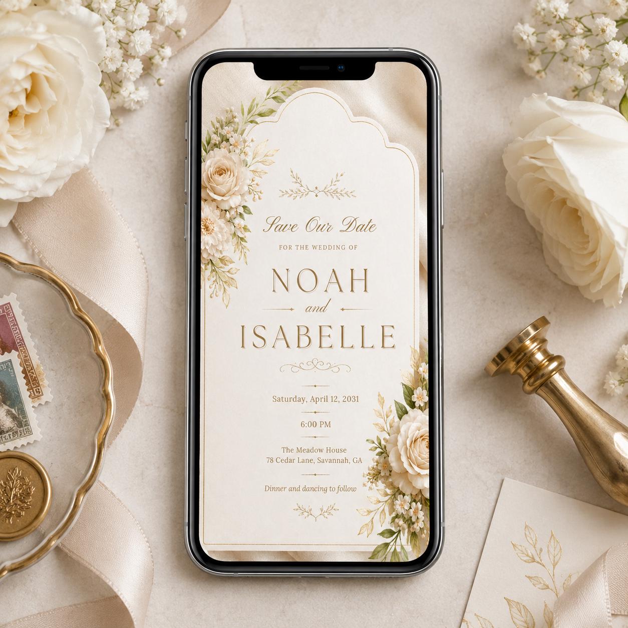 Editable Canva Wedding Invitation Template , Floral Watercolor Design, Save the Date Wedding Invitation Template Floral Eucalyptus Design __etsy:8055893964