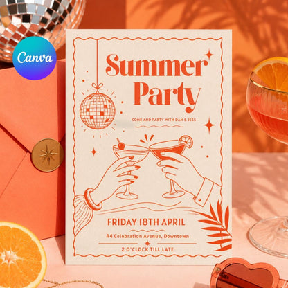 Editable End of Summer Party Invitation, Back to School Pool Party Invite, Hello Summer Party Invite, Tropical Fruits Summer Invite, Canva __etsy:8076849021