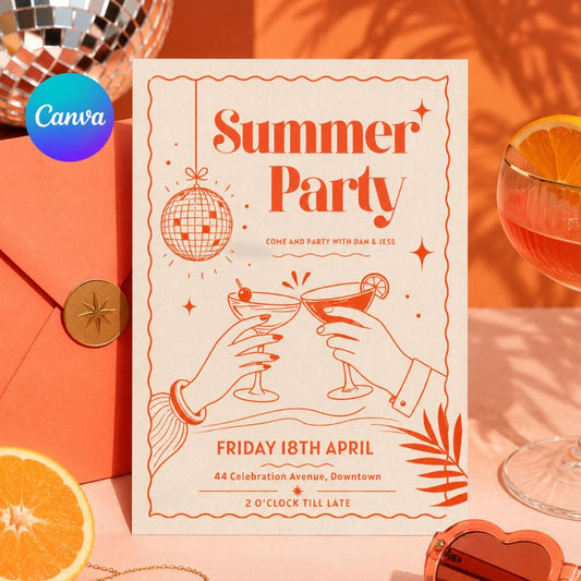 Editable End of Summer Party Invitation, Back to School Pool Party Invite, Hello Summer Party Invite, Tropical Fruits Summer Invite, Canva __etsy:8076849021
