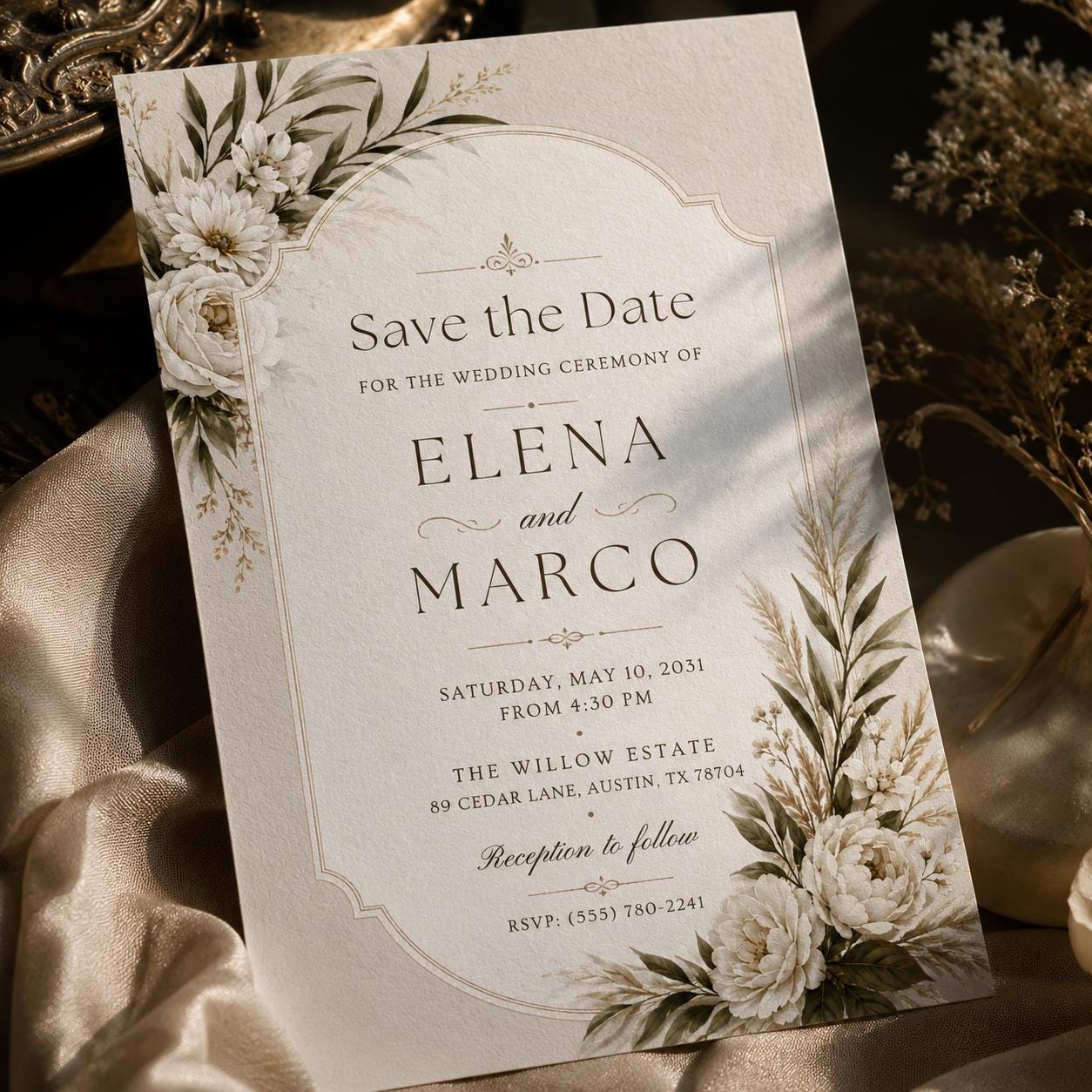 Editable Floral Wedding Invitation Template, Save The Date Newspaper Template Canva, Wedding Save The Date, Wedding Announcement Canva __etsy:8103687979