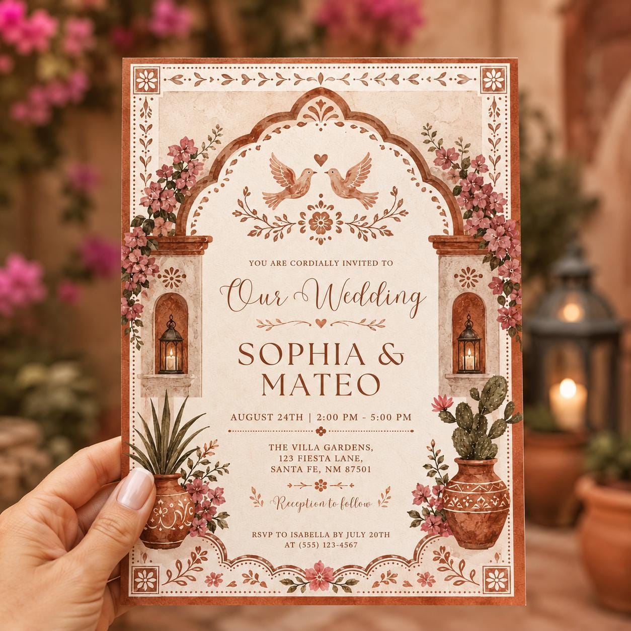 Editable Floral Wedding Invitation Template, Summer Wedding Invite, Elegant Botanical Design, Floral Watercolor Design, Wedding Invitation __etsy:8053347130