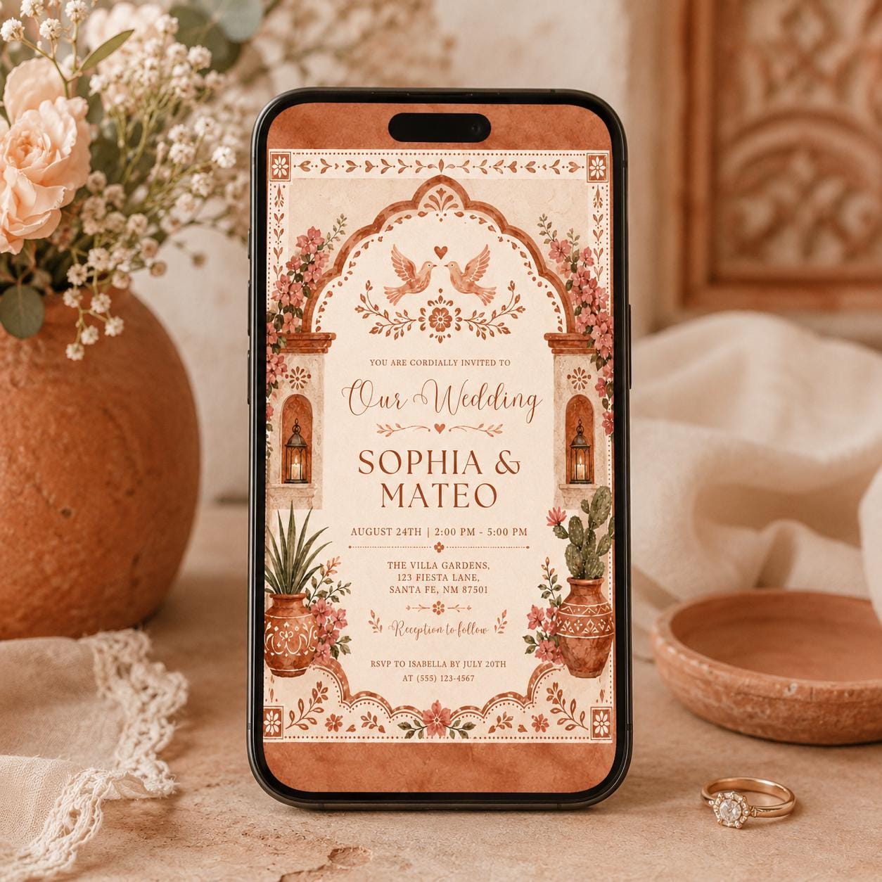 Editable Floral Wedding Invitation Template, Summer Wedding Invite, Elegant Botanical Design, Floral Watercolor Design, Wedding Invitation __etsy:8101262467