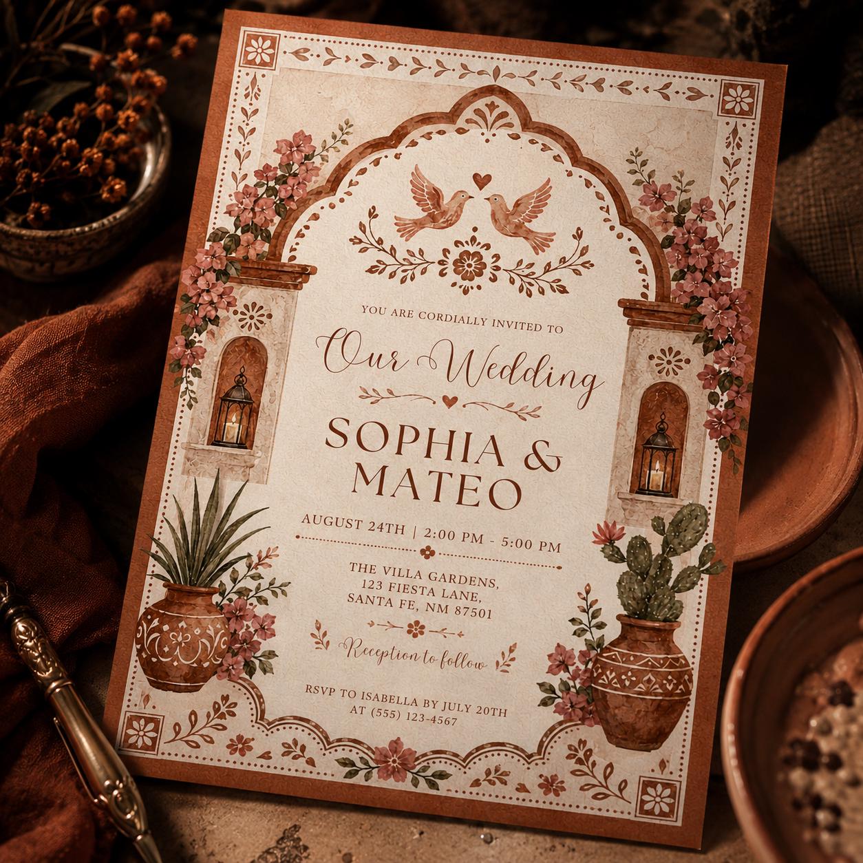 Editable Floral Wedding Invitation Template, Summer Wedding Invite, Elegant Botanical Design, Floral Watercolor Design, Wedding Invitation __etsy:8053347154