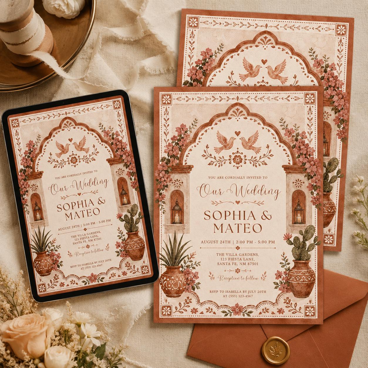 Editable Floral Wedding Invitation Template, Summer Wedding Invite, Elegant Botanical Design, Floral Watercolor Design, Wedding Invitation __etsy:8053347158