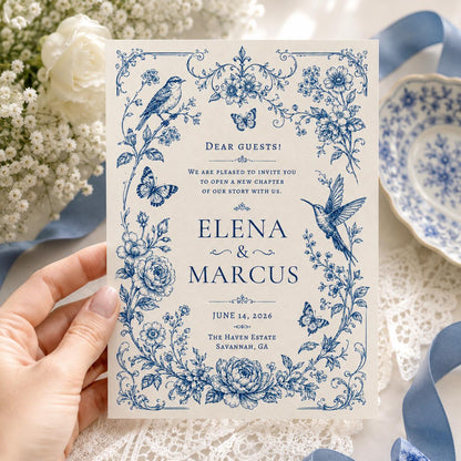 Editable Floral Wedding Invitation Template, Wildflower Wedding Invitation: Garden Flowers Spring Floral, Canva Template __etsy:8075562833