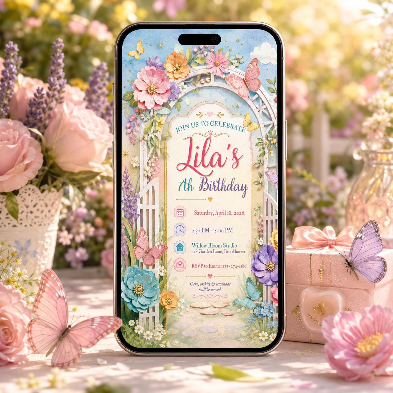 Editable Flower Bloom Invitation, Wildflower Birthday Invitation, Flower Stems, Fairy Garden Birthday, Boho Wildflower Party, Canva Template __etsy:8133325443
