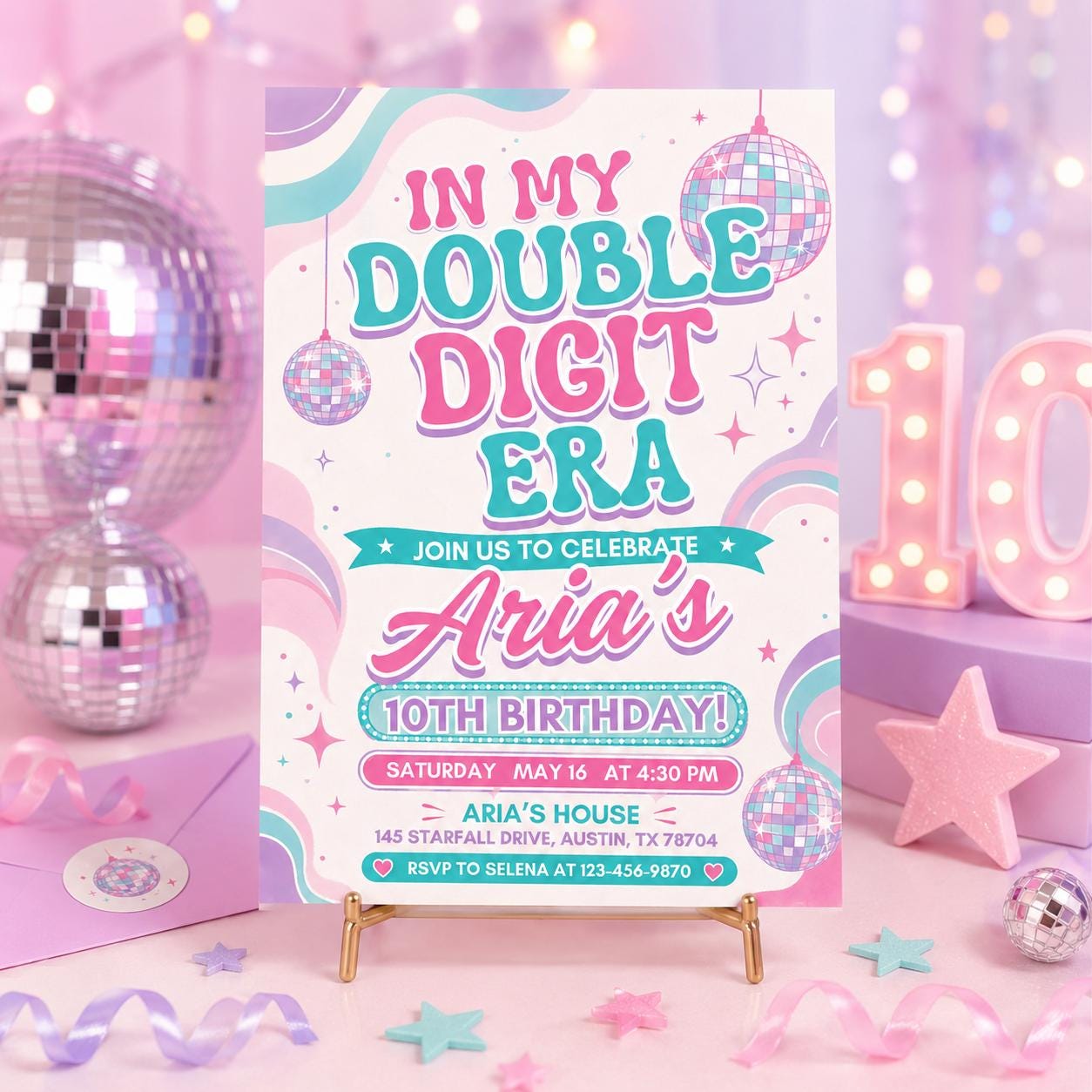 Editable In My Double Digits Era invitation, In My Birthday Era Girl Birthday Invitation, In Her Double Digits Era, Printable Template Canva __etsy:8076766137