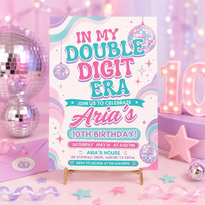Editable In My Double Digits Era invitation, In My Birthday Era Girl Birthday Invitation, In Her Double Digits Era, Printable Template Canva __etsy:8076766137