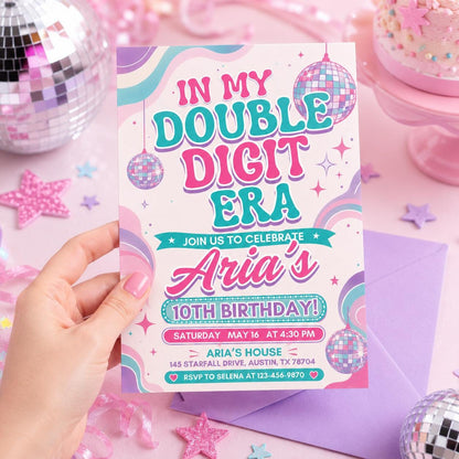 Editable In My Double Digits Era invitation, In My Birthday Era Girl Birthday Invitation, In Her Double Digits Era, Printable Template Canva __etsy:8076766139