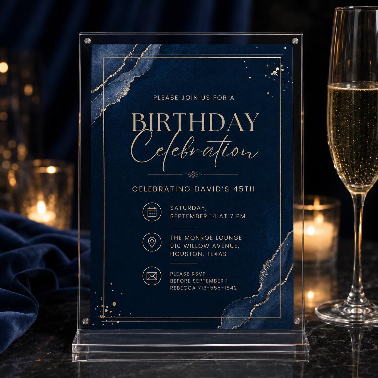 Editable Modern Black Gold Birthday Invite, Men's Digital Party Invite, Editable Birthday Invitation Template: Canva Digital Party Invite __etsy:8078499071