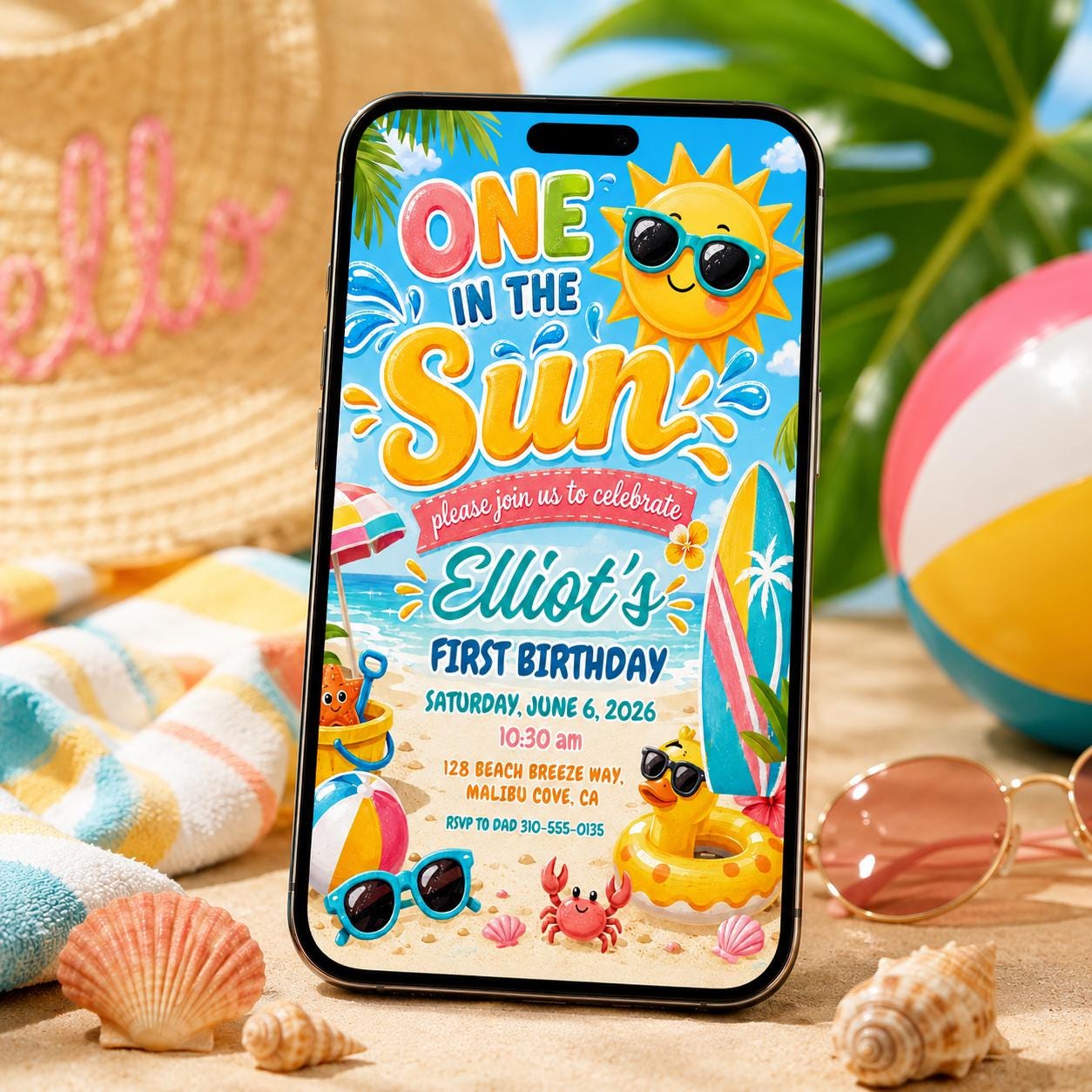 Editable One In The Sun 1st Birthday Party, Tropical Summer Boy Shark Pool Party Invite Template, Pool Party 1st Birthday Invite, Canva __etsy:8010566766