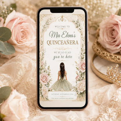 Editable Quinceañera Invitation, Mis Quince Invitation, Quinceanera Invite, Floral Design invitation, Red Gold Black, Mis Quince Anos, Canva __etsy:8097668361