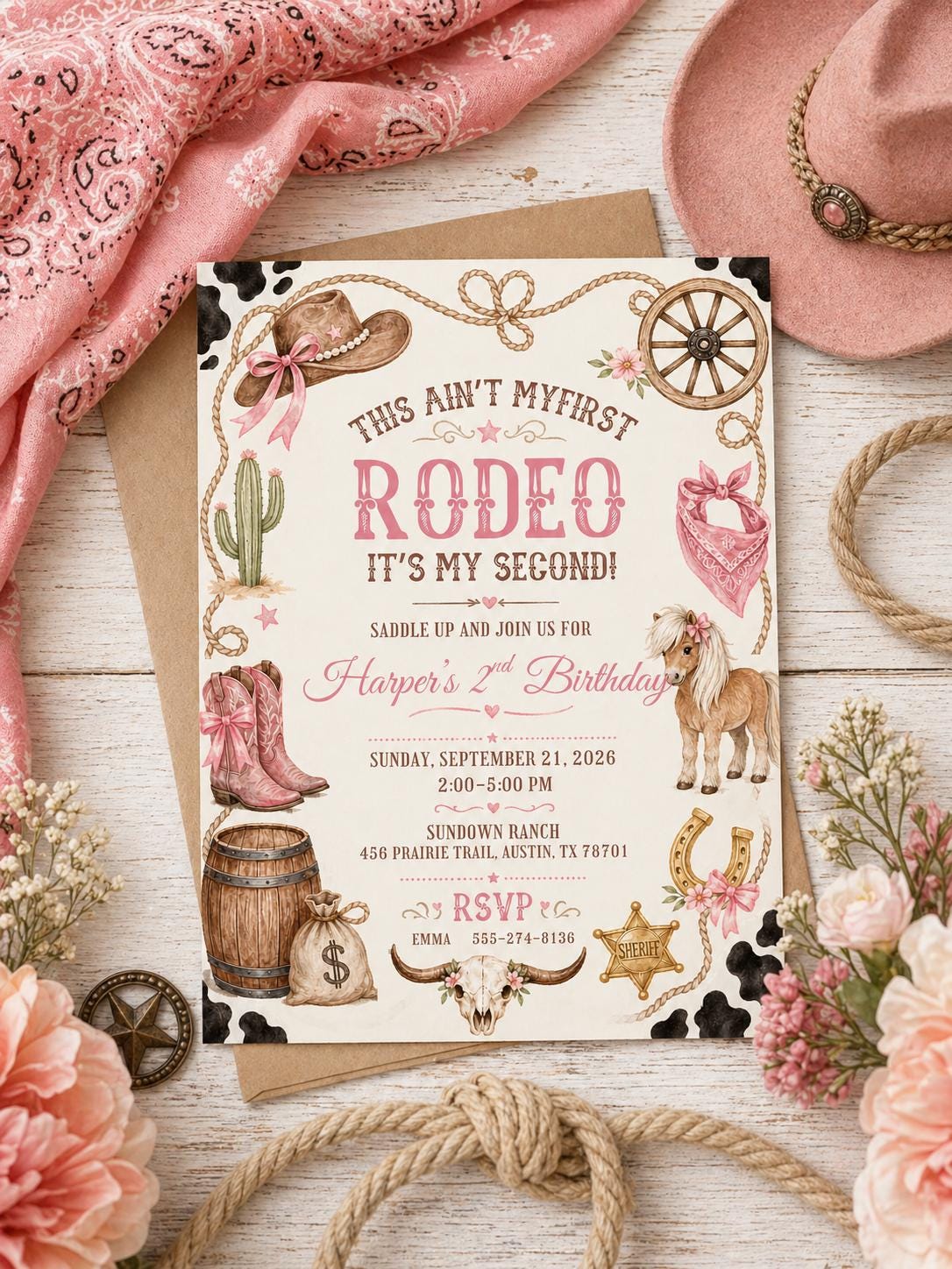 Editable Rodeo Birthday invitation-rodeo party-cowgirl party theme-instant download __etsy:7970276116