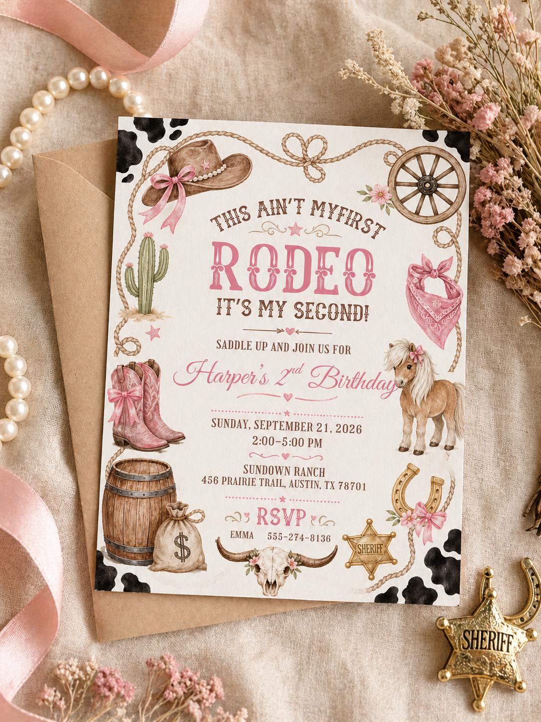 Editable Rodeo Birthday invitation-rodeo party-cowgirl party theme-instant download __etsy:7970276072