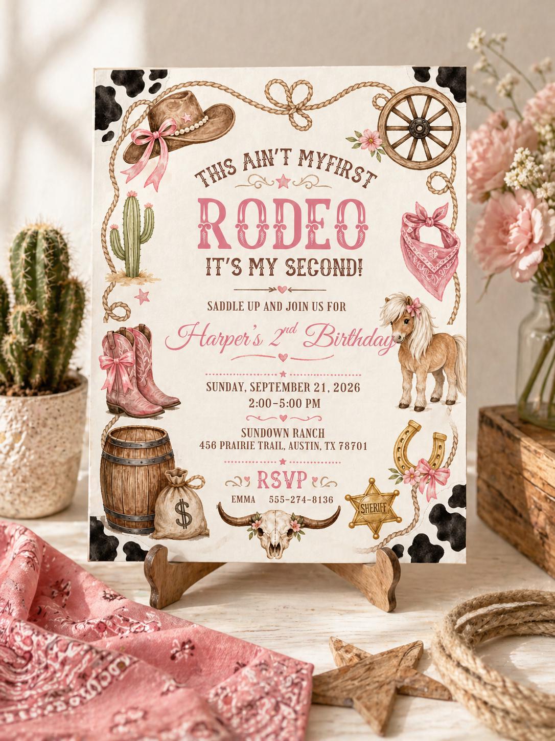 Editable Rodeo Birthday invitation-rodeo party-cowgirl party theme-instant download __etsy:8018227339