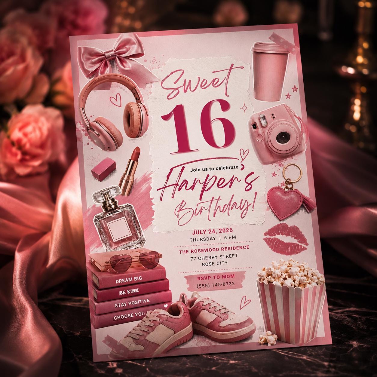 Editable Sweet 16 Birthday Invitation, Girls 16th Party Invitations, Pastel 16th Birthday Invitation, Pink Confetti Disco Dinner Invites __etsy:8059354280