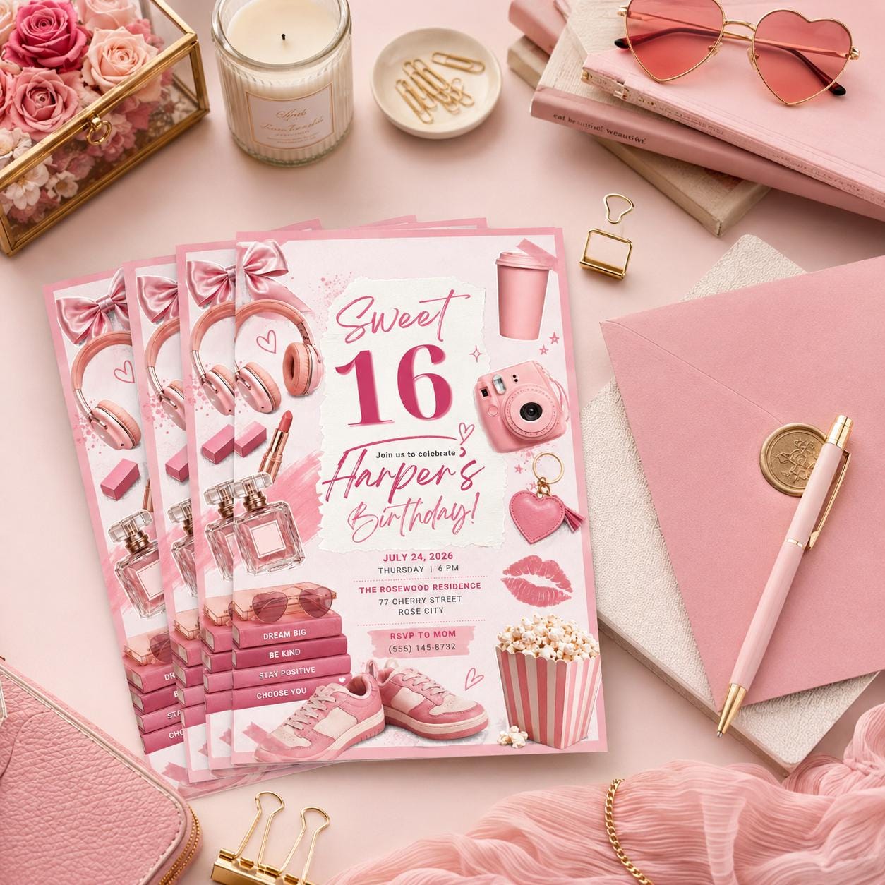 Editable Sweet 16 Birthday Invitation, Girls 16th Party Invitations, Pastel 16th Birthday Invitation, Pink Confetti Disco Dinner Invites __etsy:8059354334