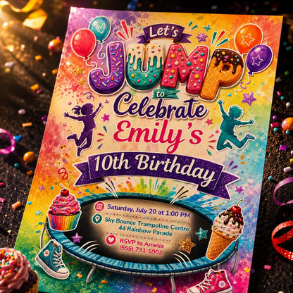 Editable Trampoline Birthday Party Invitation, Teen Jump Party, Teen Park our Birthday Invitation, Lets Jump Party, Editable Canva Template __etsy:8097487579