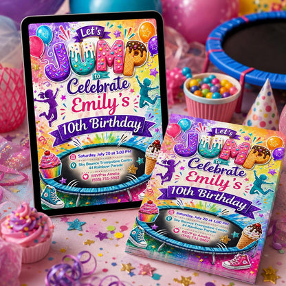 Editable Trampoline Birthday Party Invitation, Teen Jump Party, Teen Park our Birthday Invitation, Lets Jump Party, Editable Canva Template __etsy:8049574034