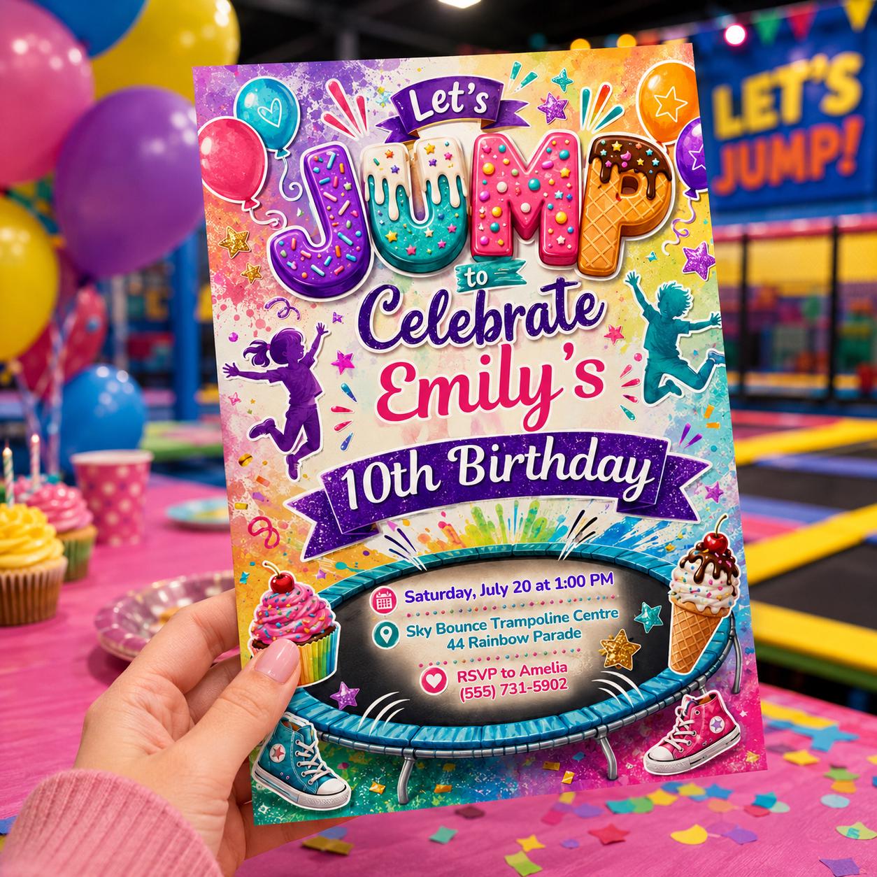 Editable Trampoline Birthday Party Invitation, Teen Jump Party, Teen Park our Birthday Invitation, Lets Jump Party, Editable Canva Template __etsy:8049574056
