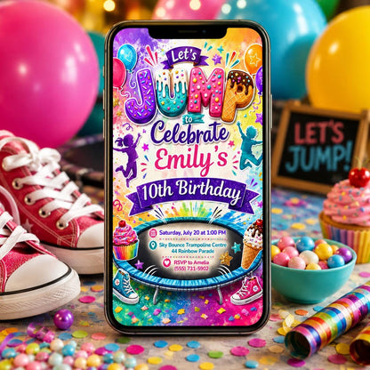 Editable Trampoline Birthday Party Invitation, Teen Jump Party, Teen Park our Birthday Invitation, Lets Jump Party, Editable Canva Template __etsy:8049574052