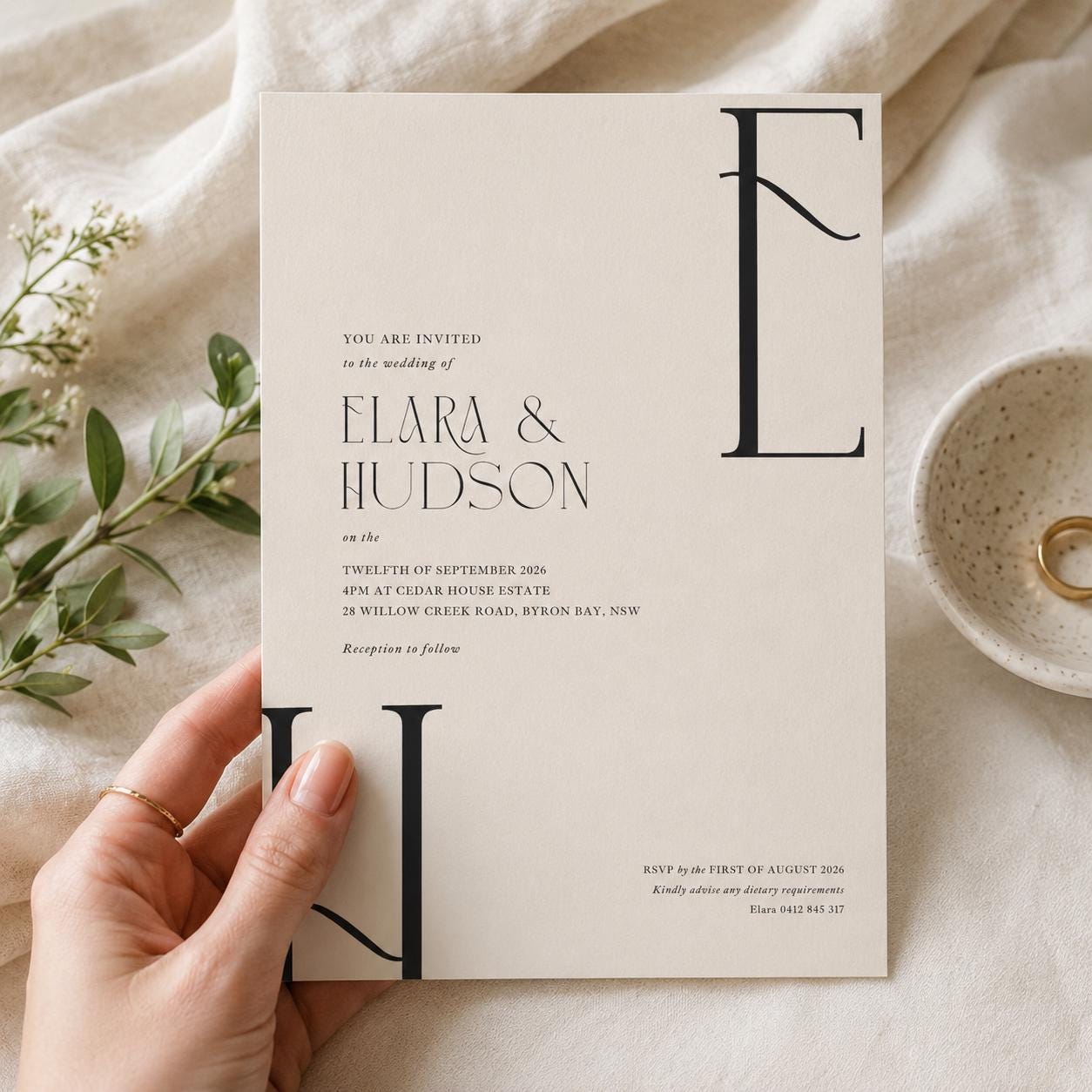 Editable Wedding Invitation Template: Modern Minimalist Design (Digital Download) __etsy:8002115708