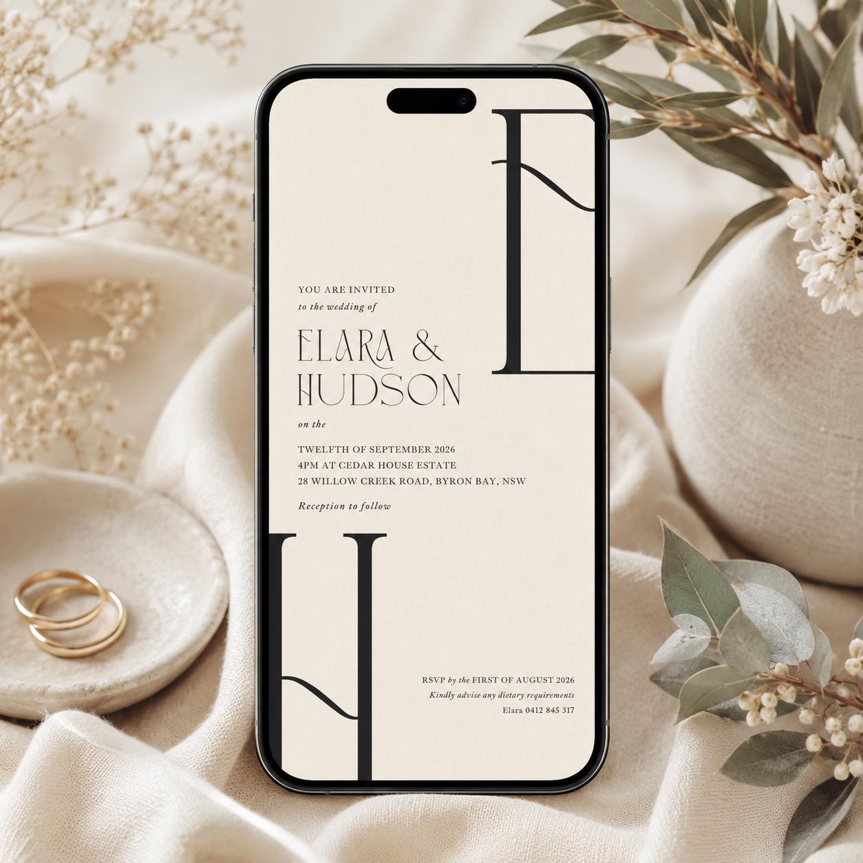 Editable Wedding Invitation Template: Modern Minimalist Design (Digital Download) __etsy:8002115744