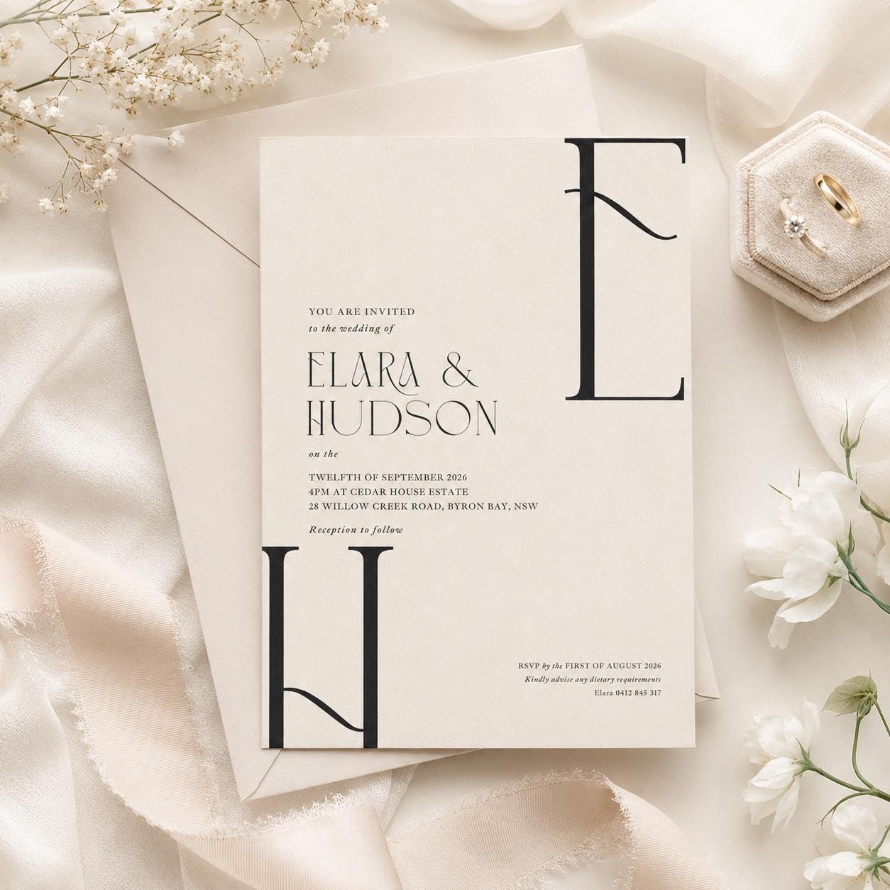 Editable Wedding Invitation Template: Modern Minimalist Design (Digital Download) __etsy:8050043081