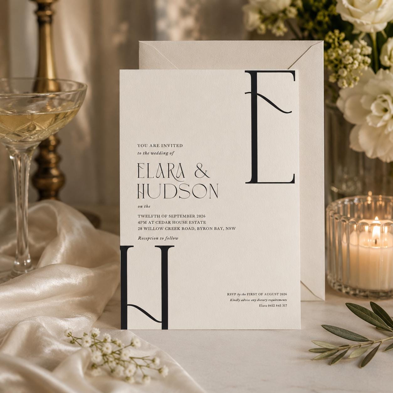 Editable Wedding Invitation Template: Modern Minimalist Design (Digital Download) __etsy:8050043063