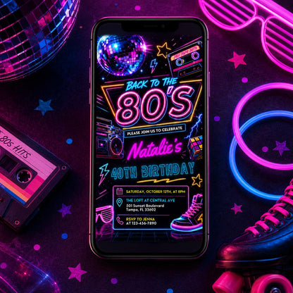 Editable 80s Party Invitation, Back to the 80s, Throwback Party, House Party, Birthday Invitation, 80s Theme, 80s Birthday Invitation Canva __etsy:8076846599