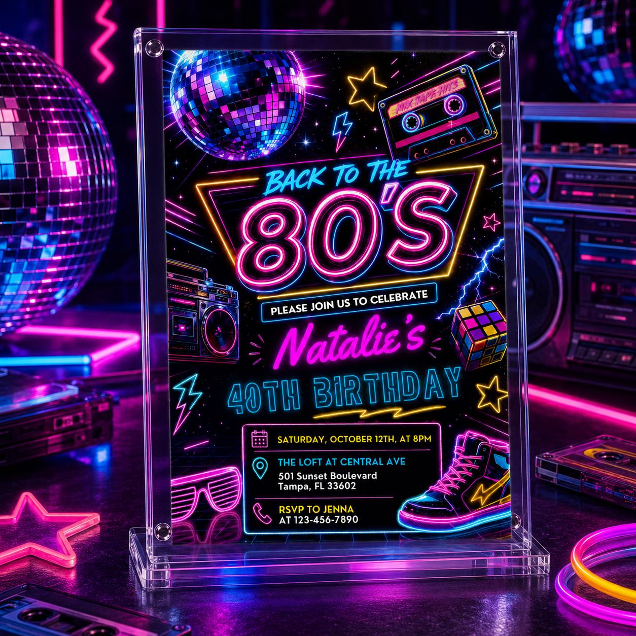 Editable 80s Party Invitation, Back to the 80s, Throwback Party, House Party, Birthday Invitation, 80s Theme, 80s Birthday Invitation Canva __etsy:8076846607