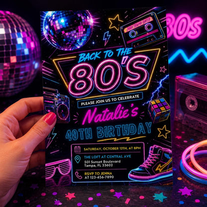 Editable 80s Party Invitation, Back to the 80s, Throwback Party, House Party, Birthday Invitation, 80s Theme, 80s Birthday Invitation Canva __etsy:8076846601