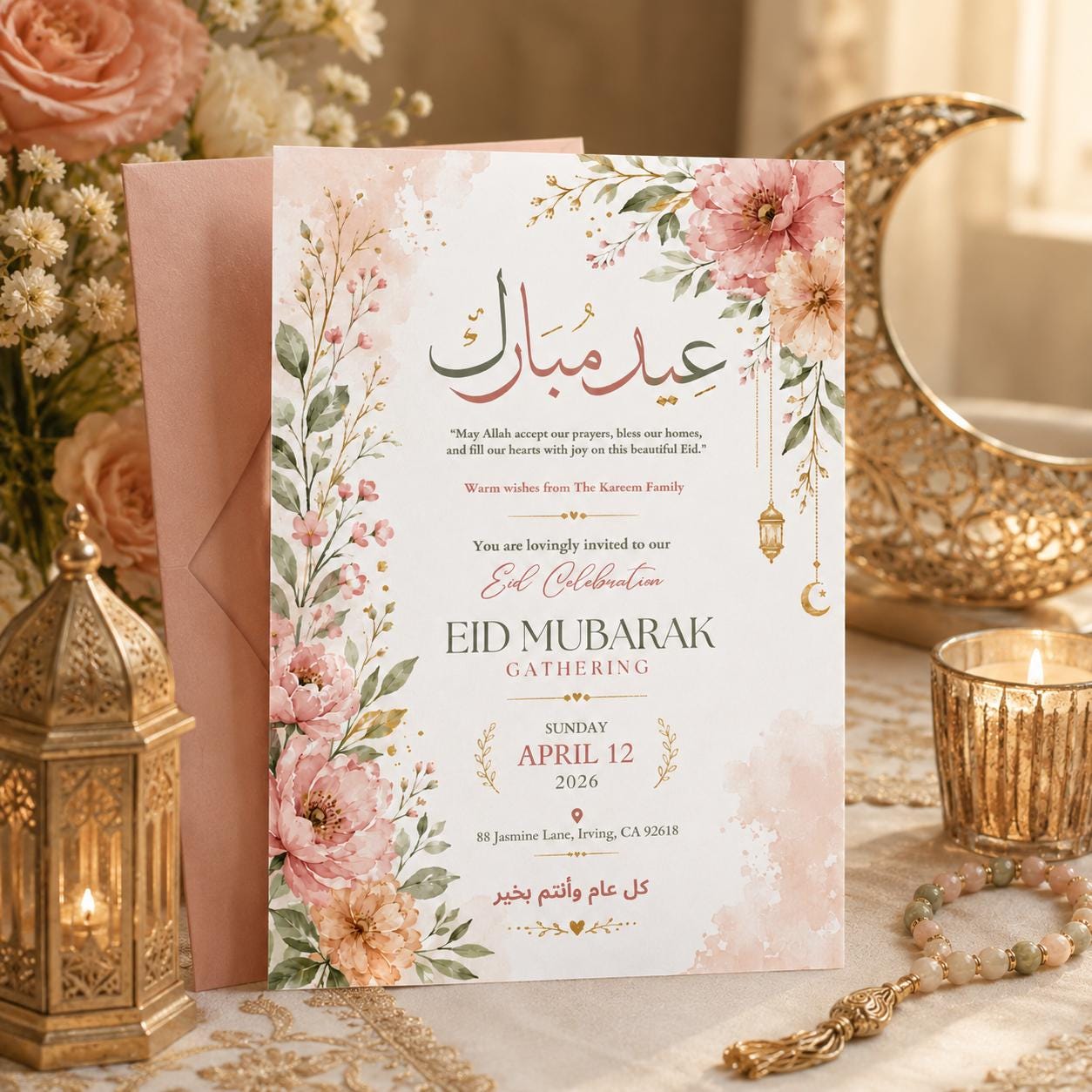 Eid Al Adha Invitation Template, Eid Lunch Invite, Eid Party Invitation, Eid Greeting Card, Canva editable, Canva Template __etsy:8024312300