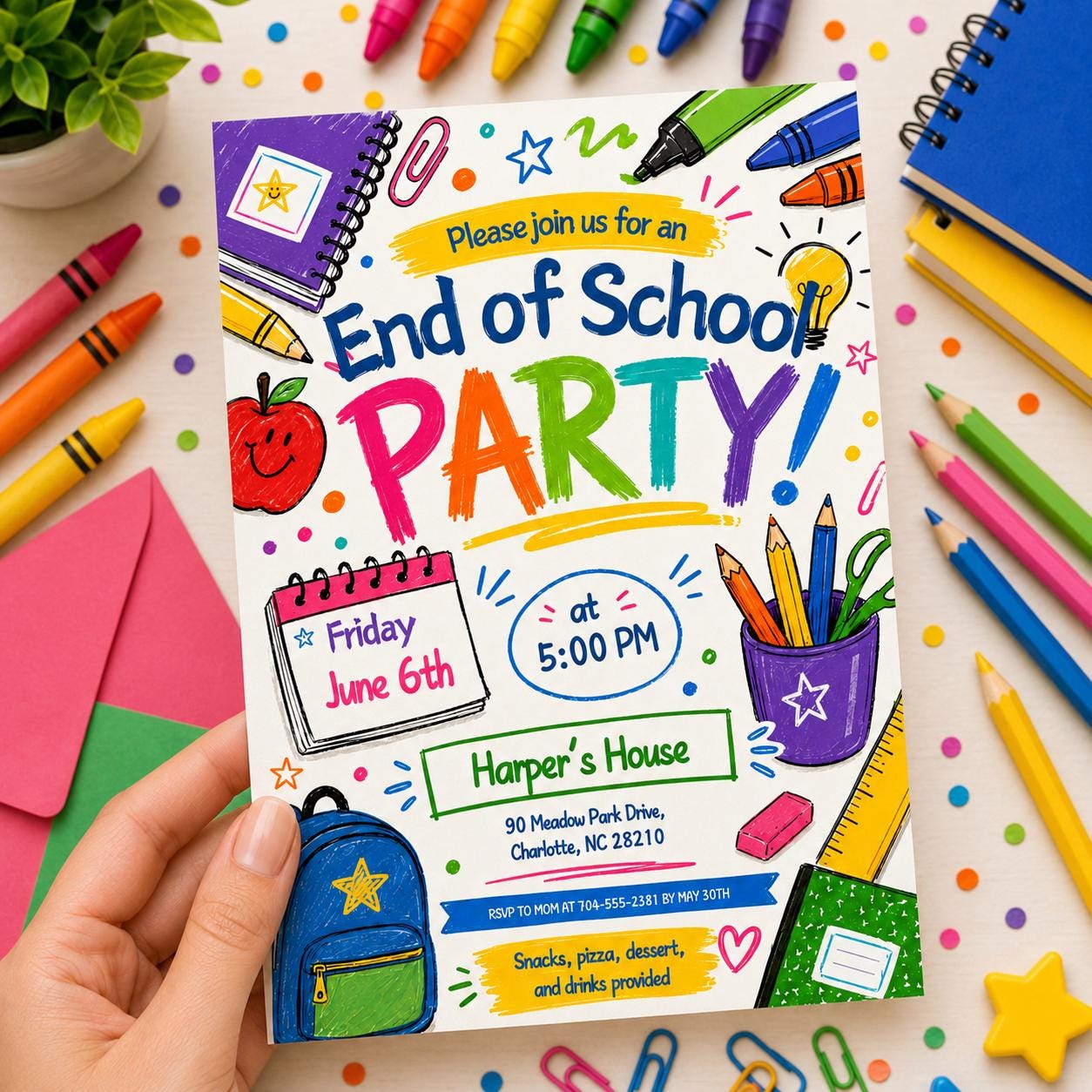 End of School Party Invitation Template, End of School Party Invitation, Schools Out Pool Party Invite, Hello Summer Party Invitation, Canva __etsy:8077105129