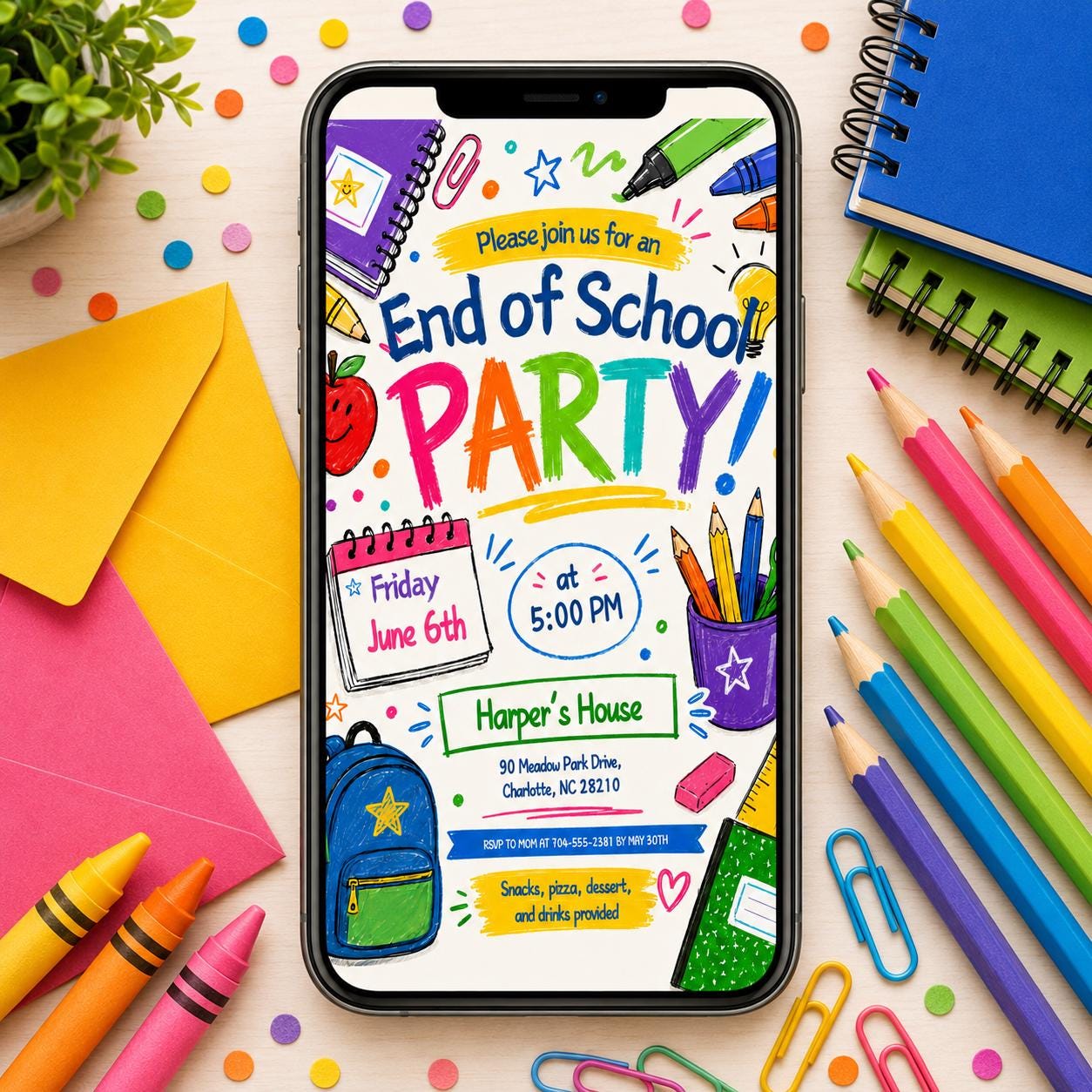 End of School Party Invitation Template, End of School Party Invitation, Schools Out Pool Party Invite, Hello Summer Party Invitation, Canva __etsy:8029194458