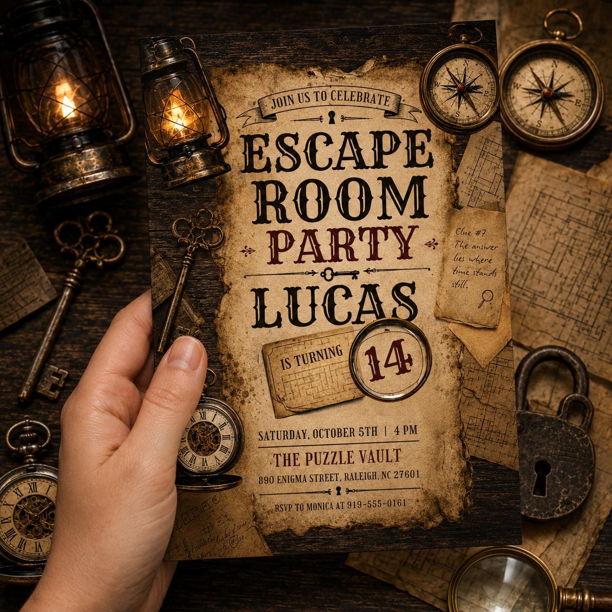 Escape Room Birthday Invitation, Vintage Detective Birthday Party Template, Map Scavenger Hunt Party Theme, Uncover The Mystery Invite Canva __etsy:8015088066