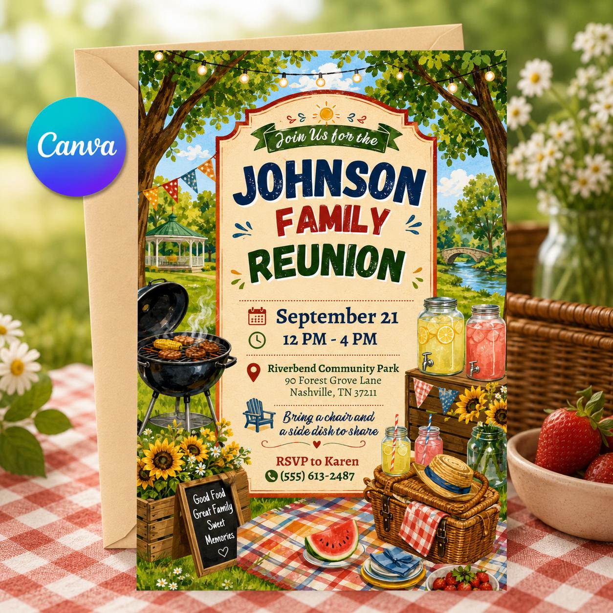 Family Reunion Invitation Template, Editable Reunion Party Invite, Reunion Announcement, Family Reunion invite, Reunion Save the Date Canva __etsy:8097266989