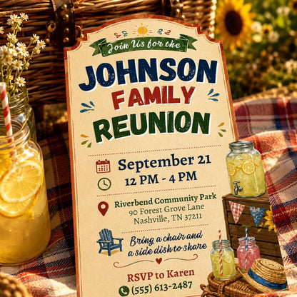 Family Reunion Invitation Template, Editable Reunion Party Invite, Reunion Announcement, Family Reunion invite, Reunion Save the Date Canva __etsy:8049352900